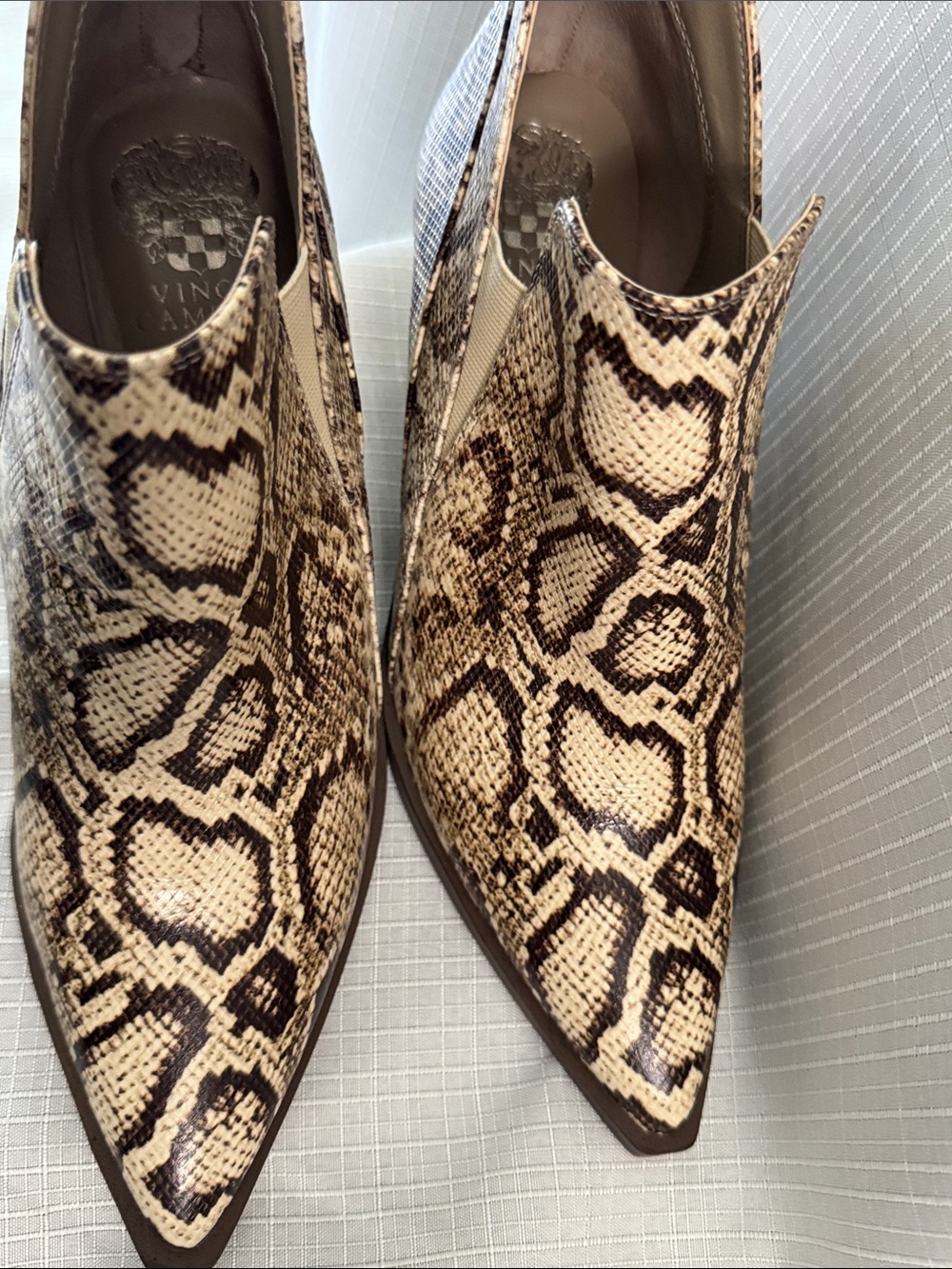 Vince Camuto Women’s Snake-Print Pointed Toe Ankle Boots - Brown - Picture 5 of 6